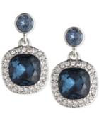 Givenchy Silver-tone Dark Blue Crystal And Pave Drop Earrings