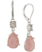 Nine West Silver-tone Pink Stone And Crystal Drop Earrings