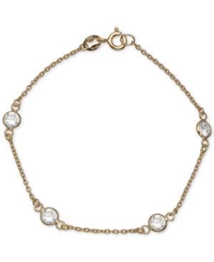 Giani Bernini Cubic Zirconia Station Link Bracelet In 18k Gold-plated Sterling Silver, Created For Macy's