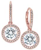 Danori Rose Gold-tone Round Crystal And Pave Drop Earrings