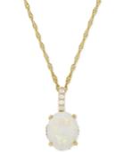Opal (1-5/8 Ct. T.w.) & Diamond (1/10 Ct. T.w.) Pendant Necklace In 14k Gold