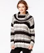 Kensie Striped Cable-knit Pullover Sweater