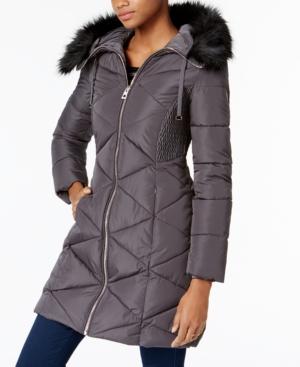 Guess Faux-fur-trim Puffer Coat