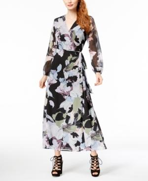 Bar Iii Floral-print Maxi Wrap Dress, Created For Macy's