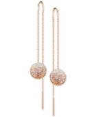 Swarovski Rose Gold-tone Blush Crystal Pave Fireball Threader Earrings