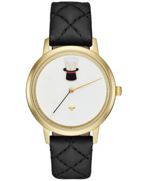 Kate Spade New York Women's Metro Black Quilted Leather Strap Watch 34mm Ksw1214