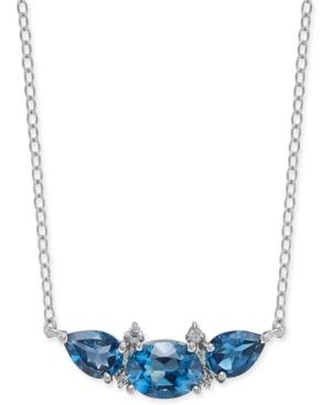 London Blue Topaz (3-1/3 Ct. T.w.) & Diamond Accent 18 Collar Necklace In Sterling Silver