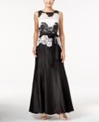 Tahari Asl Colorblocked Lace Gown