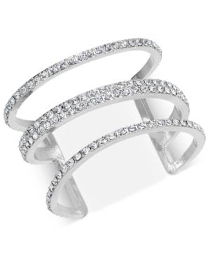 Inc International Concepts Silver-tone Pave Triple-row Cuff Bracelet, Created For Macy's
