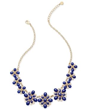 Charter Club Gold-tone Blue Bead Floral Collar Necklace, Only At Macy's