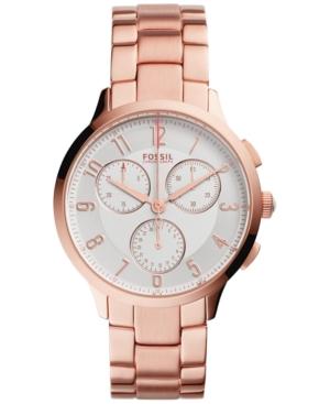 Fossil Women's Chronograph Abilene Rose Gold-tone Stainless Steel Bracelet Watch 34mm Ch3018