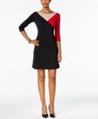 Ny Collection Petite Colorblocked Fit & Flare Dress