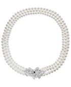Danori Silver-tone Crystal Cluster Swarovski Imitation Pearl Three-strand 17 Collar Necklace, Created For Macy's