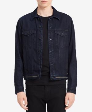 Calvin Klein Jeans Men's Waistband Zip Blue Denim Jacket