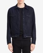 Calvin Klein Jeans Men's Waistband Zip Blue Denim Jacket
