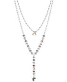 Lonna & Lilly Two-tone Beaded Double-layer Lariat Necklace