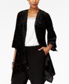 Ny Collection Velvet Handkerchief-hem Cardigan