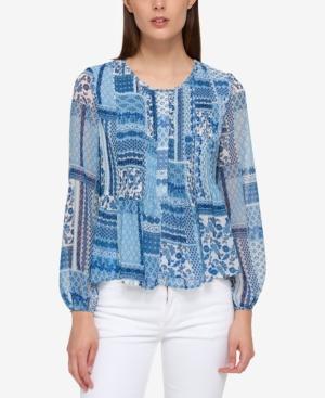Tommy Hilfiger Printed Peasant Top, Only At Macy's