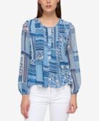 Tommy Hilfiger Printed Peasant Top, Only At Macy's