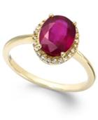 Ruby And White Sapphire Oval Ring In 10k Gold (2-1/4 Ct. T.w.)