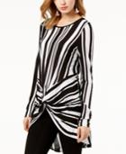 I.n.c. Striped Twist-front Tunic, Created For Macy's