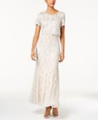 R & M Richards Sequined Lace Popover Gown