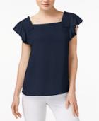 Maison Jules Smocked Flutter-sleeve Top, Only At Macy's
