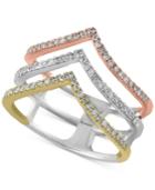 Trio By Effy Diamond Ring (3/8 Ct. T.w.) In 14k White, Yellow And Rose Gold