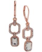 Anne Klein Rose Gold-tone Crystal Double Drop Earrings