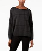 Eileen Fisher Windowpane-check Boxy Sweater, Regular & Petite, Created For Macy's