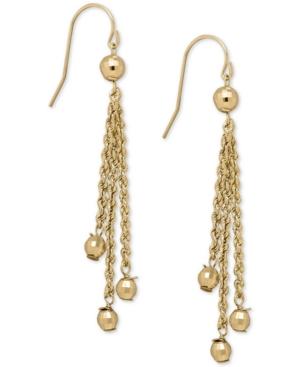 Rope And Bead Dangle Drop Earrings In 14k Gold