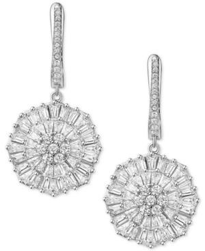 Cubic Zirconia Baguette Snowflake Drop Earrings In Sterling Silver