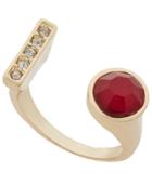 Inc International Concepts Gold-tone Stone And Pave Bar Cuff Ring, Only At Macy's