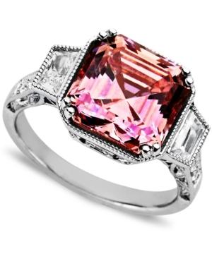 Arabella Sterling Silver Ring, Pink And White Swarovski Zirconia Princess Cut Ring (10-1/10 Ct. T.w.)