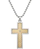 Men's Diamond Accent Cross Pendant In 18k Gold And Stainless Steel