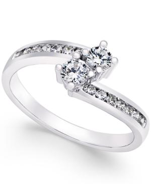 Two Souls, One Love Diamond Two-stone Engagement Ring (3/4 Ct. T.w.) In 14k White Gold
