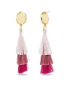 Catherine Malandrino Women's Tiered Pink Tassel Yellow Gold-tone Drop Earrings