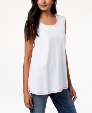 Eileen Fisher Contrast-trim Organic Cotton Sleeveless Tunic