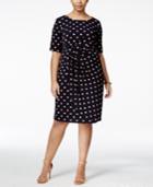 Connected Plus Size Polka-dot Faux-wrap Sheath Dress