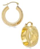 Signature Gold Quilted Small Hoop Earrings In 14k Gold Over Resin
