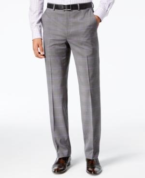 Sean John Men's Classic-fit Stretch Gray/purple Windowpane Plaid Suit Pants