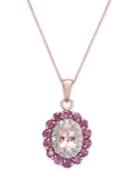 Multi-gemstone (1-7/8 Ct. T.w.) & Diamond (1/6 Ct. T.w.) Pendant Necklace In 14k Rose Gold