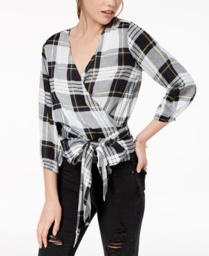 Project 28 Juniors' Printed Surplice Wrap Top