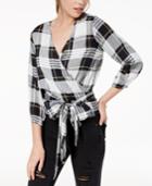 Project 28 Juniors' Printed Surplice Wrap Top