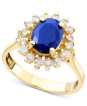 Royalty Inspired By Effy Sapphire (1-9/10 Ct. T.w.) And Diamond (1/2 Ct. T.w.) Oval Ring In 14k Gold