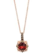 Le Vian Petite Collection Garnet (1-1/6 Ct. T.w.) And Chocolate Diamond (1/4 Ct. T.w.) Pendant Necklace In 14k Rose Gold