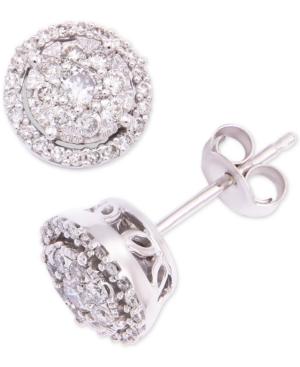 Diamond Round Cluster Halo Stud Earrings (1/2 Ct. T.w.) In 14k White Gold