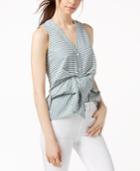 Bar Iii Striped Sleeveless Asymmetrical-hem Top, Created For Macy's