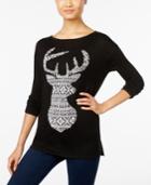 Style & Co Jacquard Deer-pattern Sweater, Only At Macy's