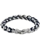 Esquire Men's Jewelry Twist Link Bracelet In Black Leather And Stainless Steel, Only At Macy's